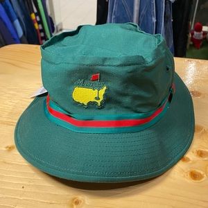 Vintage Masters golf bucket hat. RARE iconic logo Augusta green / red ribbon 80s